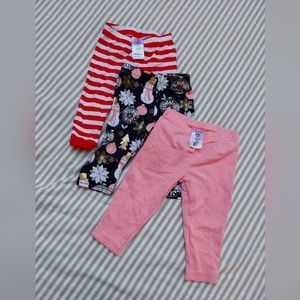 Bundle of three 6-9 month Carter Girls Christmas 🎄 Holiday leggings